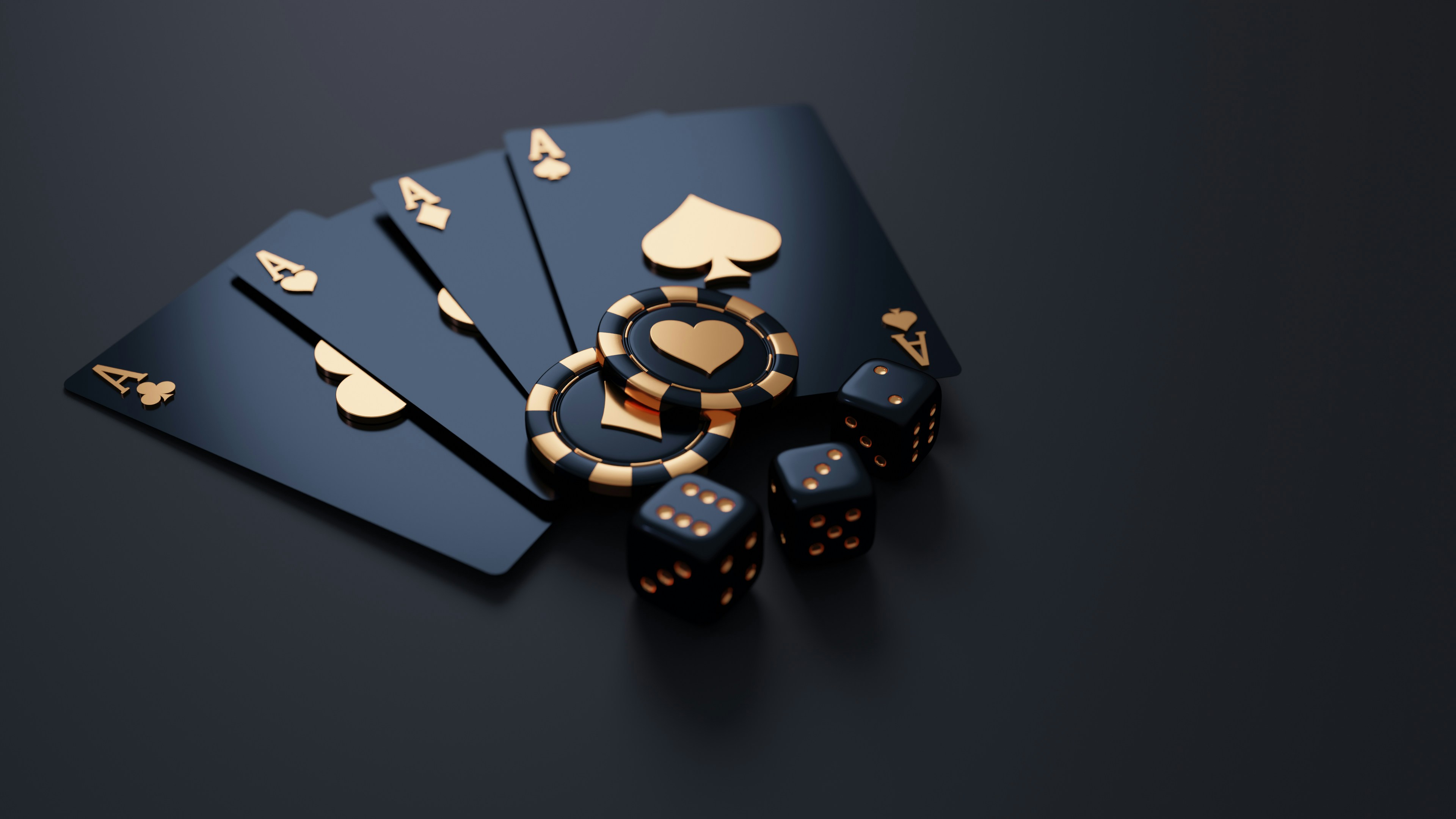 Poker table with chips and cards